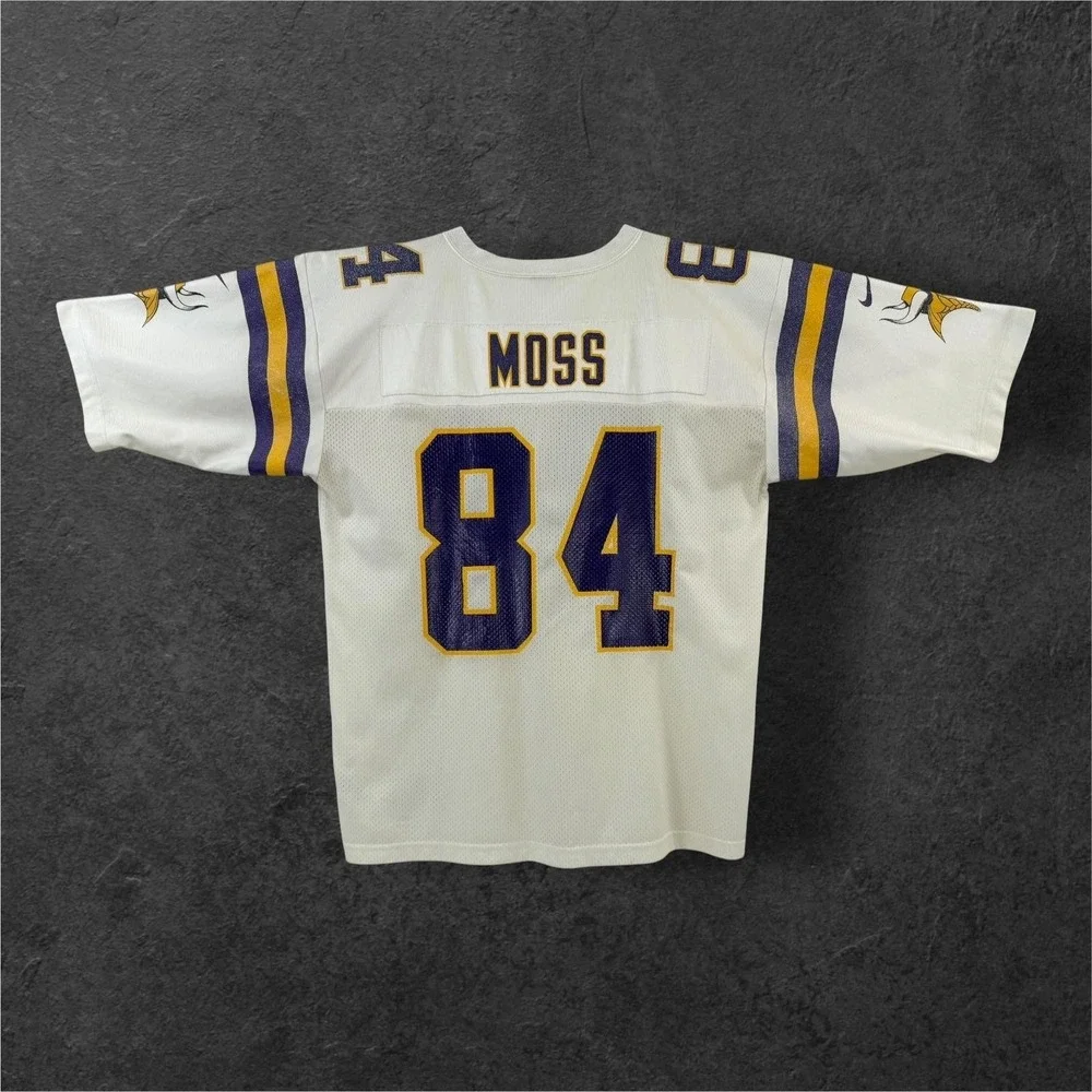 Vintage Nike Randy Moss Vikings Jersey Mens Large White NFL Football #84 Y2K